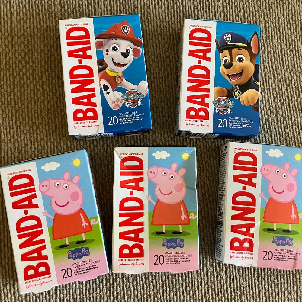 Lot of 5 Band Aid Brand Adhesive Bandages Paw Patrol & Peppa Pig